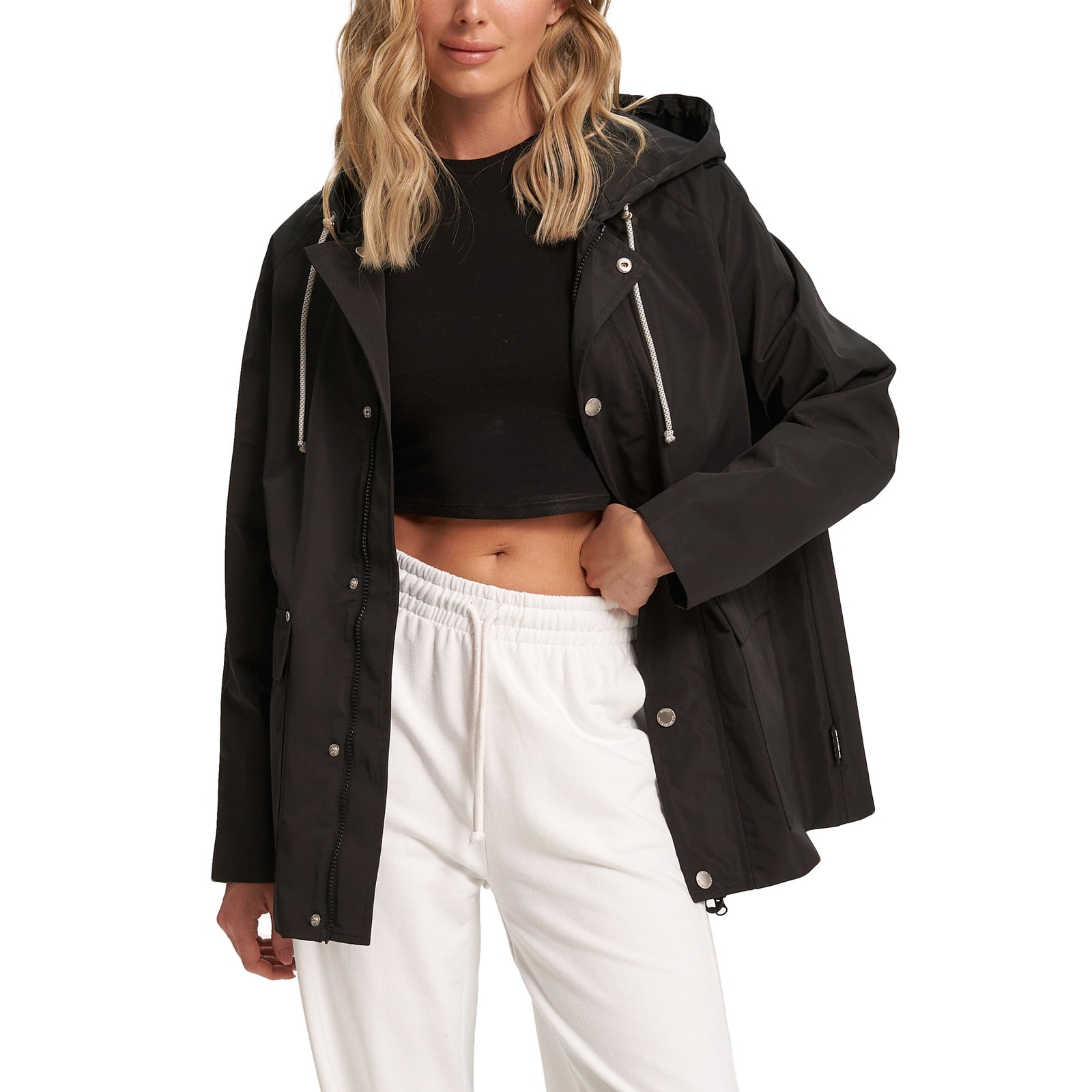 Noize Hooded Black Wanda Raincoat Size Xs
